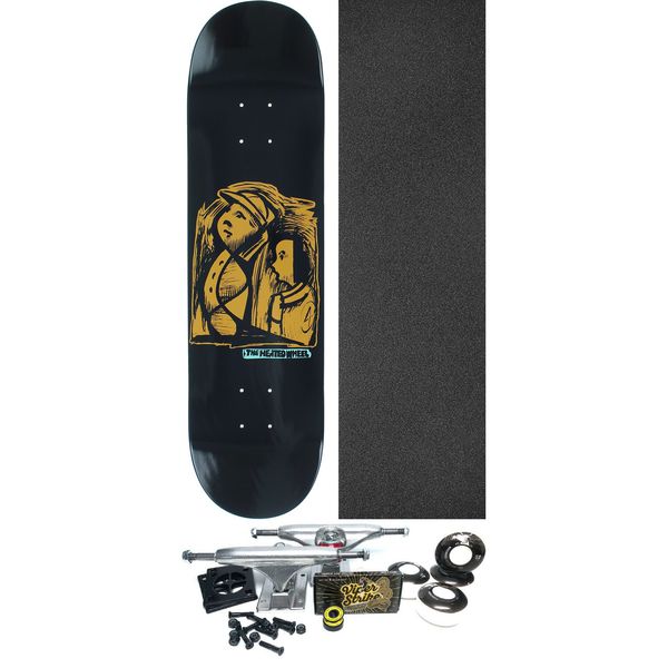 The Heated Wheel Skateboards Frontier Black / Orange Skateboard Deck - 8" x 32" - Complete Skateboard Bundle